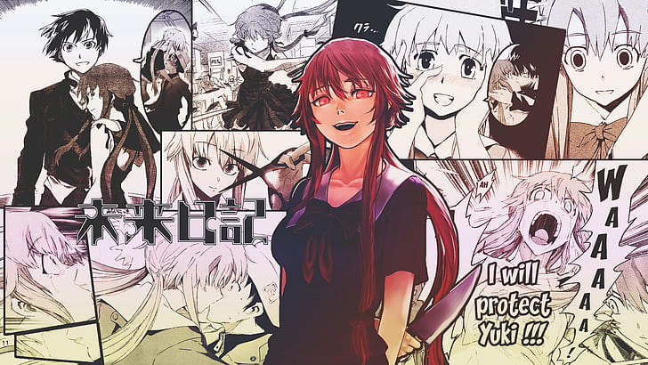 mirai nikki anime girls gasai yuno manga wallpaper preview